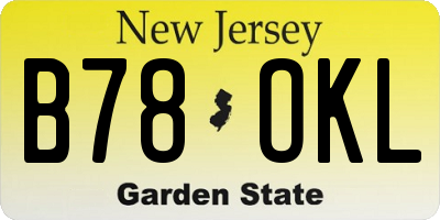 NJ license plate B78OKL