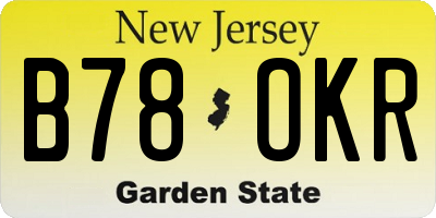 NJ license plate B78OKR