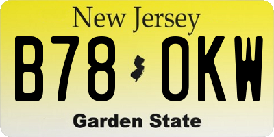 NJ license plate B78OKW