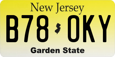 NJ license plate B78OKY