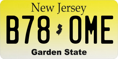 NJ license plate B78OME