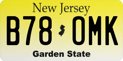 NJ license plate B78OMK