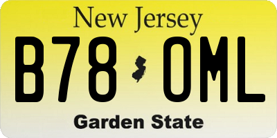 NJ license plate B78OML