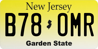 NJ license plate B78OMR