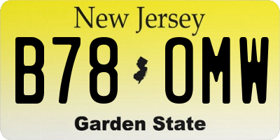 NJ license plate B78OMW