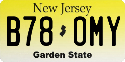 NJ license plate B78OMY