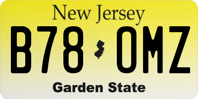 NJ license plate B78OMZ