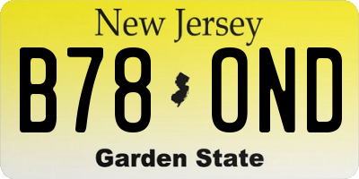 NJ license plate B78OND