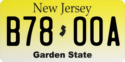 NJ license plate B78OOA