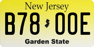 NJ license plate B78OOE