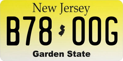 NJ license plate B78OOG