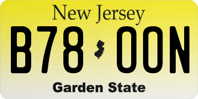 NJ license plate B78OON