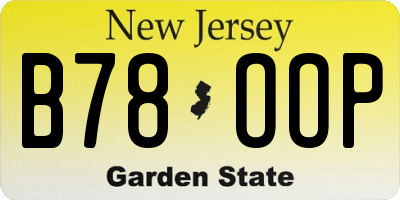 NJ license plate B78OOP