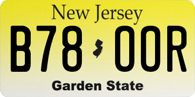 NJ license plate B78OOR