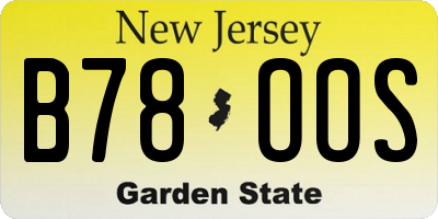 NJ license plate B78OOS