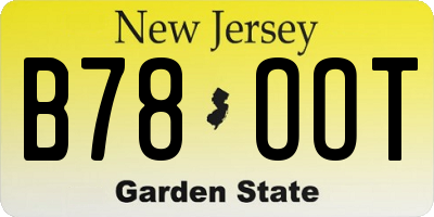 NJ license plate B78OOT