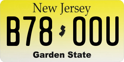 NJ license plate B78OOU