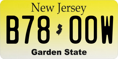 NJ license plate B78OOW