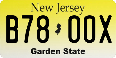 NJ license plate B78OOX