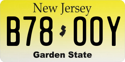 NJ license plate B78OOY