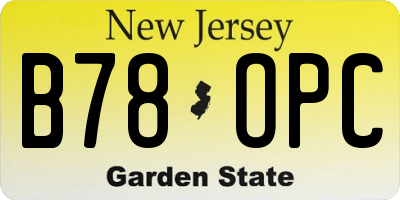 NJ license plate B78OPC