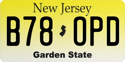 NJ license plate B78OPD