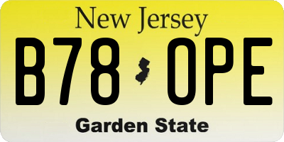 NJ license plate B78OPE