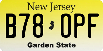 NJ license plate B78OPF