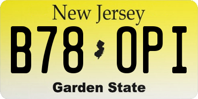 NJ license plate B78OPI