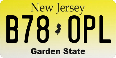 NJ license plate B78OPL
