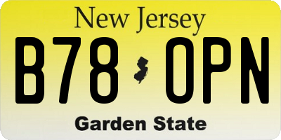 NJ license plate B78OPN
