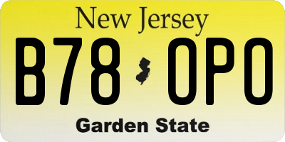 NJ license plate B78OPO