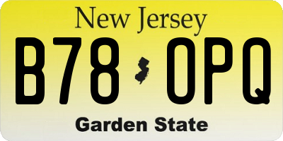 NJ license plate B78OPQ