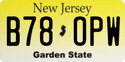 NJ license plate B78OPW