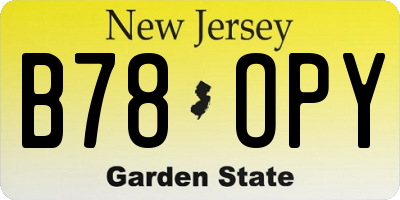 NJ license plate B78OPY