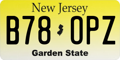 NJ license plate B78OPZ