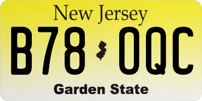 NJ license plate B78OQC