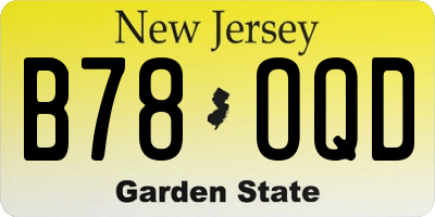 NJ license plate B78OQD