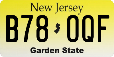 NJ license plate B78OQF
