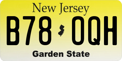 NJ license plate B78OQH