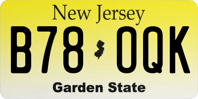 NJ license plate B78OQK