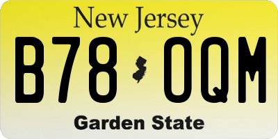 NJ license plate B78OQM