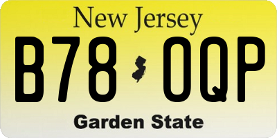 NJ license plate B78OQP