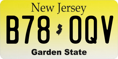 NJ license plate B78OQV