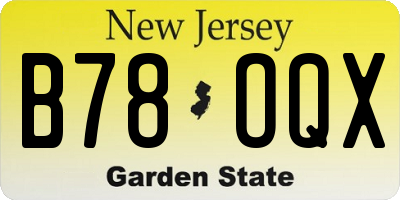 NJ license plate B78OQX