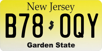 NJ license plate B78OQY