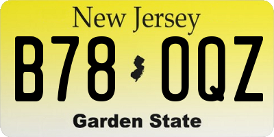 NJ license plate B78OQZ
