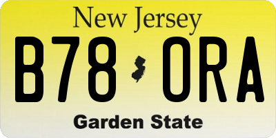 NJ license plate B78ORA