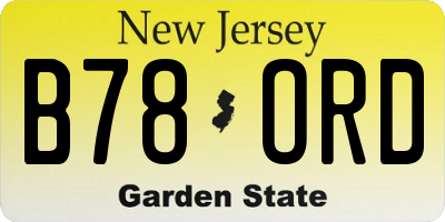 NJ license plate B78ORD