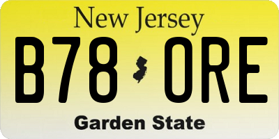 NJ license plate B78ORE